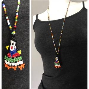 ETHNIC BOHO LONG BEADED DOLL CHARM NECKLACE